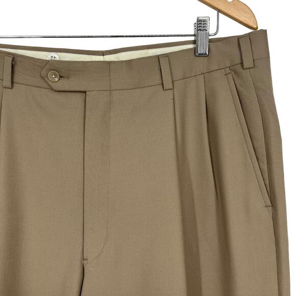 Vintage Burberry’s Khaki Pants Straight Leg Tan Beige Waist Size 36 - Picture 2 of 10